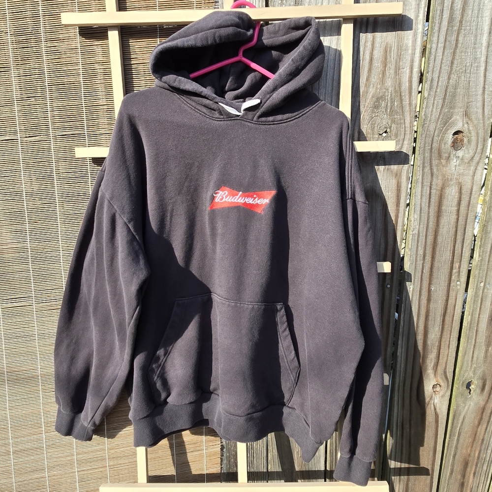 Pacsun Budweiser Charcoal Hoodie Sweatshirt with Logo Mens Size XL - Picture 6 of 14